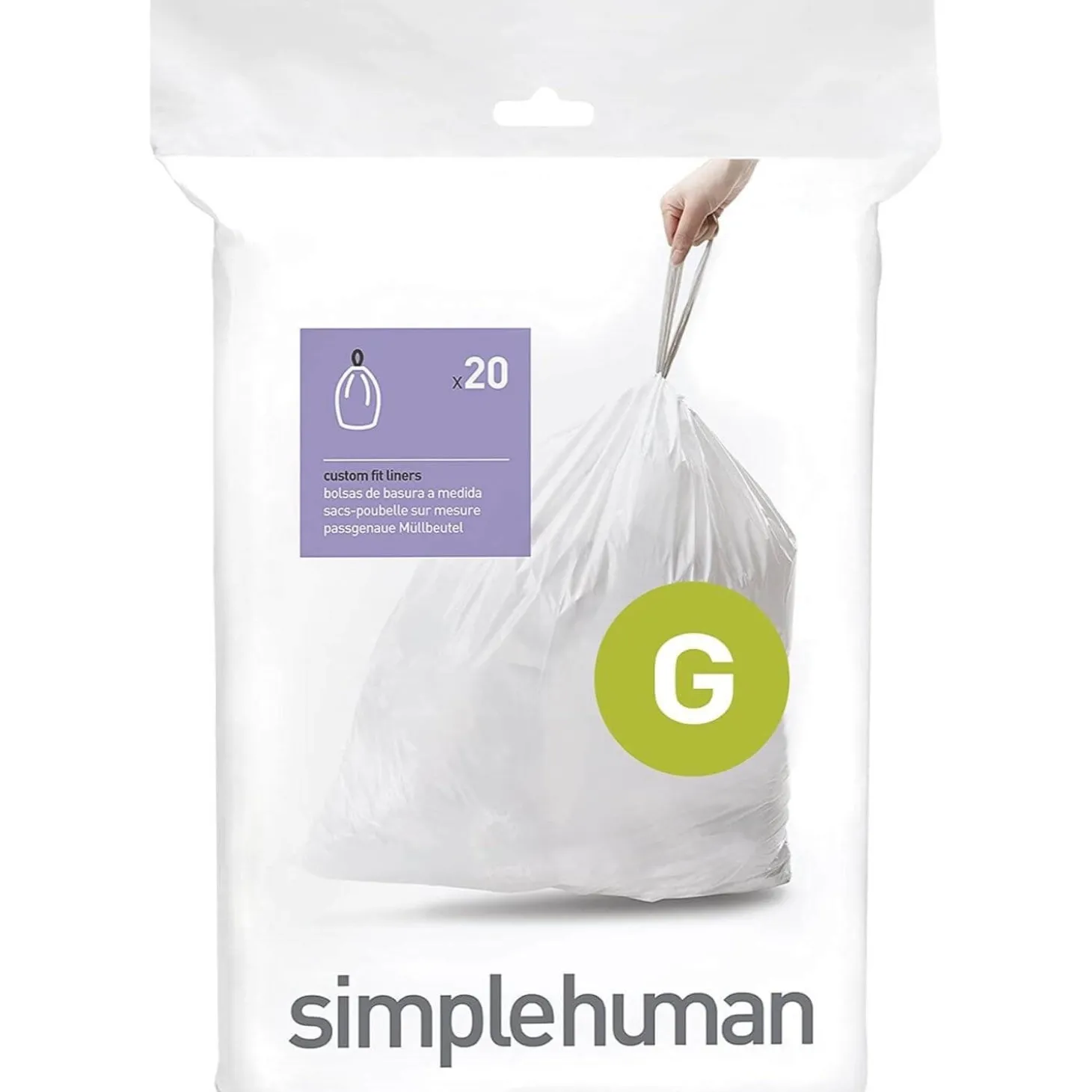 Simplehuman Code G Custom Fit Bin Liners - Pack of 20