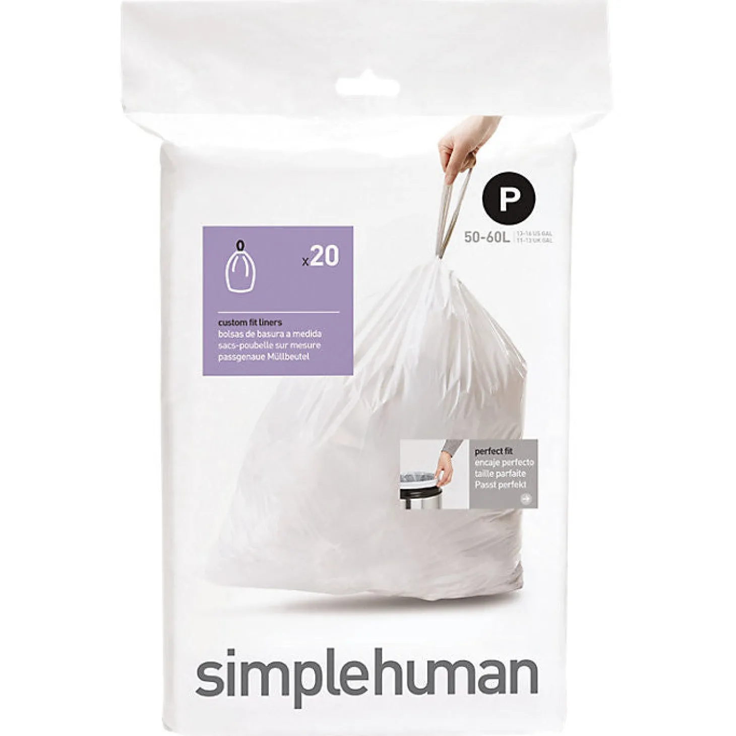 Simplehuman Code P Custom Fit Bin Liners - Pack of 20