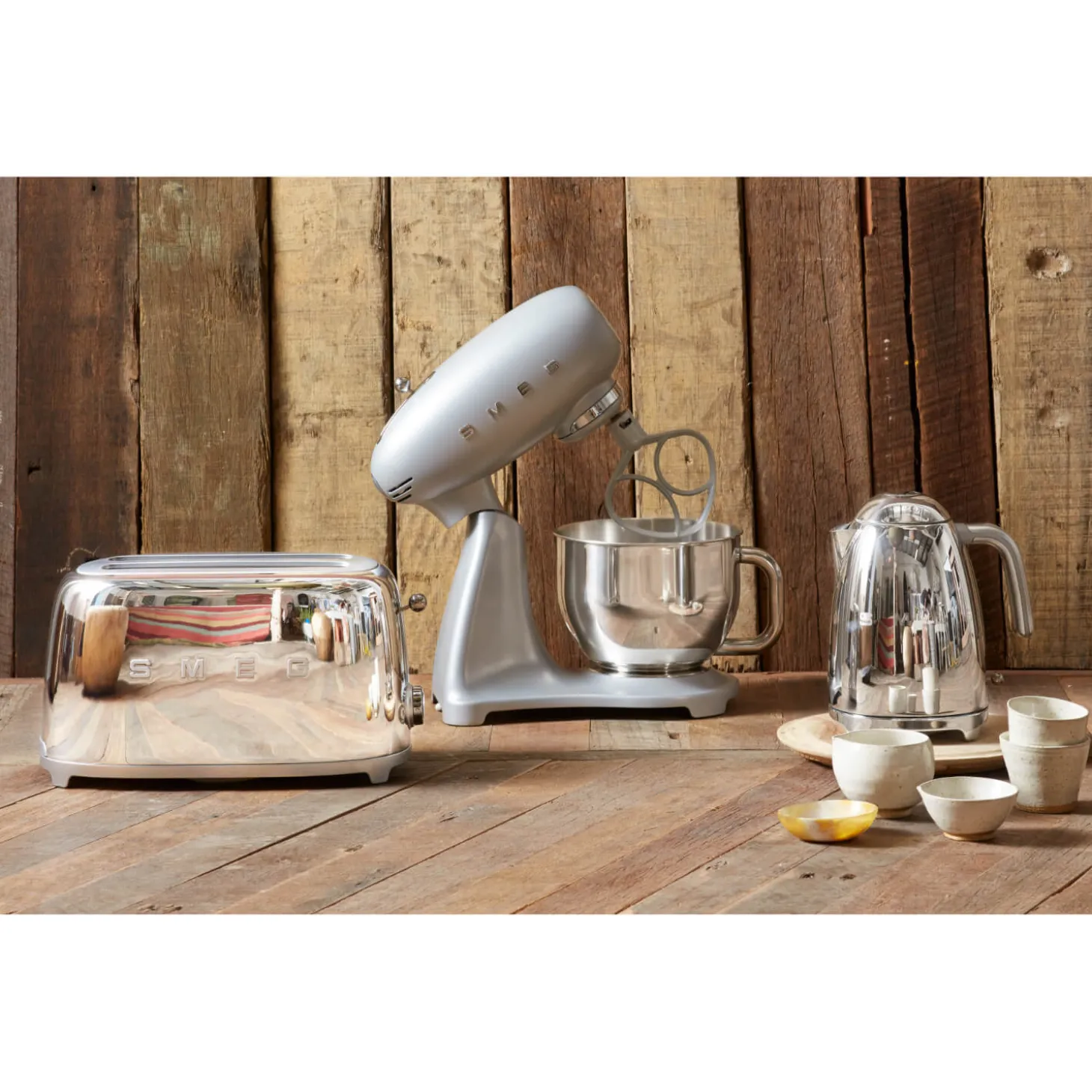 Smeg Jug Kettle & 2 Slice Toaster Set - Chrome