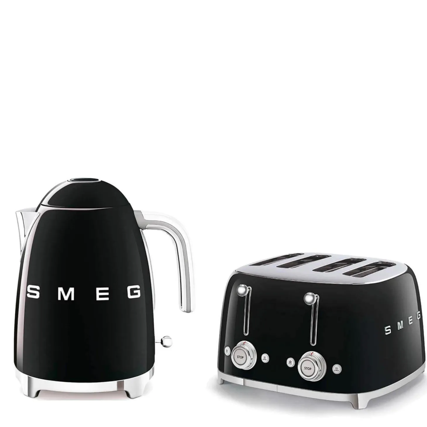 Smeg Jug Kettle & 4 Slice Toaster Set - Black