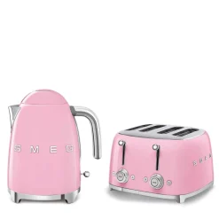 Smeg Jug Kettle & 4 Slice Toaster Set - Pink
