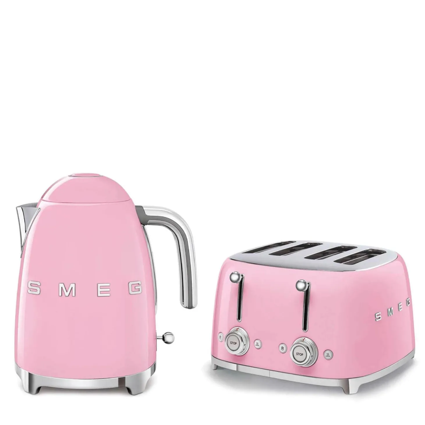 Smeg Jug Kettle & 4 Slice Toaster Set - Pink