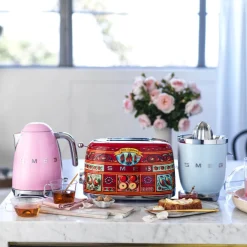 Smeg Jug Kettle & 4 Slice Toaster Set - Pink