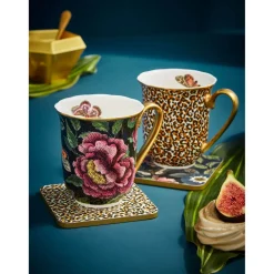 Spode Creatures of Curiosity Mug - Floral / Black