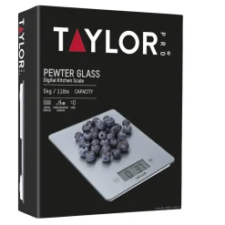Taylor Pro Scale Digital 5kg Glass Kitchen Scale - Pewter