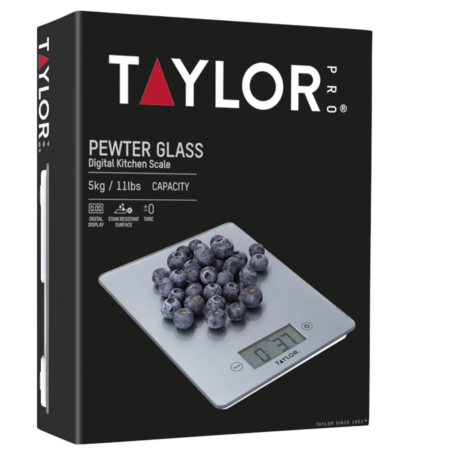 Taylor Pro Scale Digital 5kg Glass Kitchen Scale - Pewter