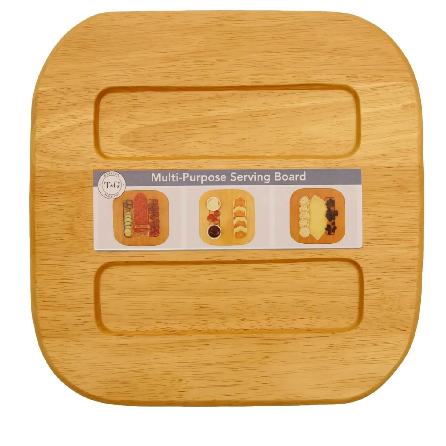 T&G Woodware Hevea Light-Stained Serving Board