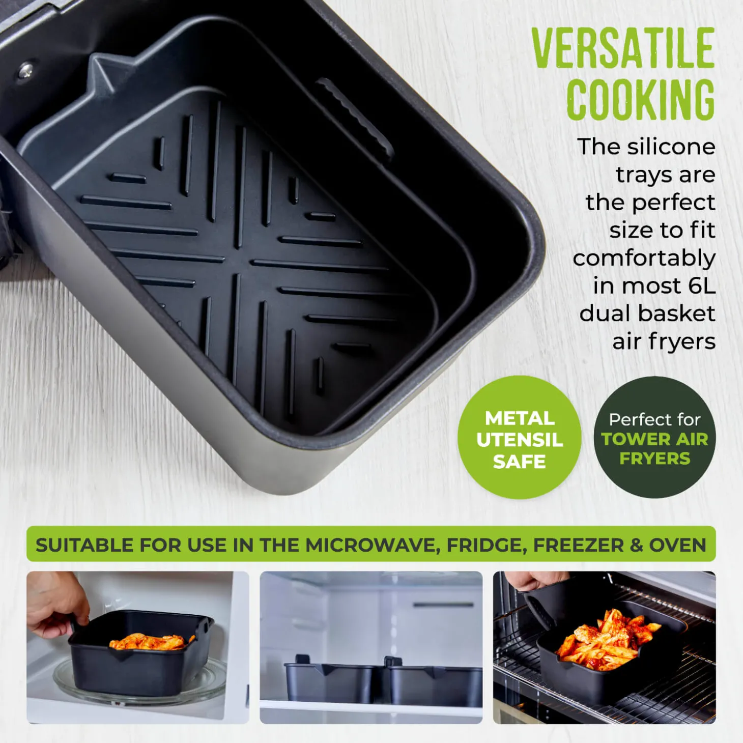 Tower Air Fryer Rectangular Solid Trays - Pack of 2