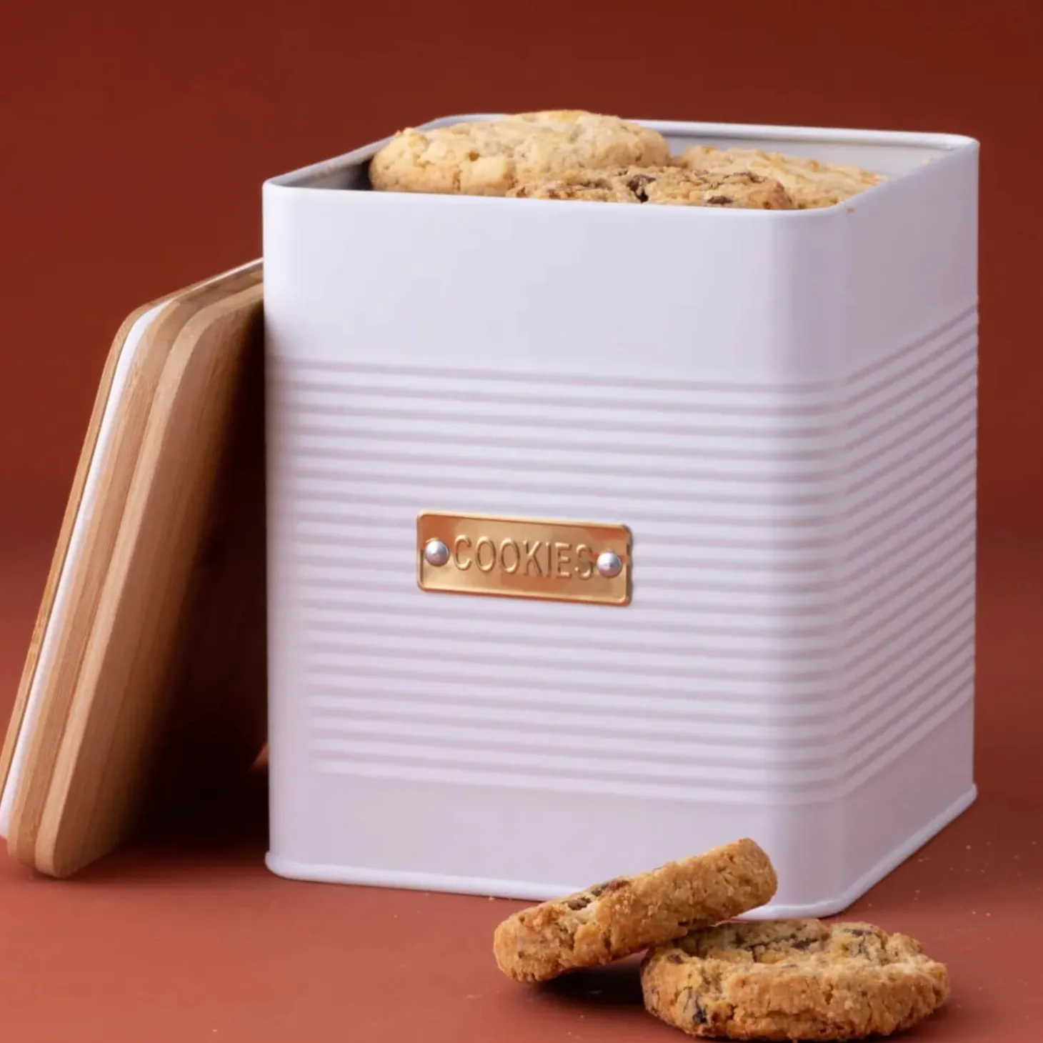 Typhoon Square Cookie Canister - Otto White