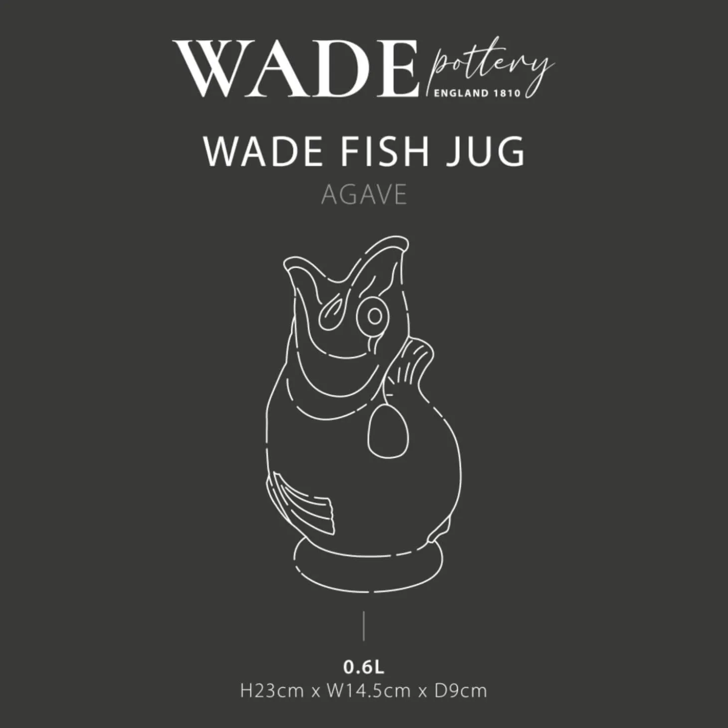 Wade Fish Earthenware 0.6 Litre Gluggle Jug - Agave
