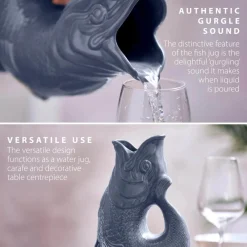 Wade Fish Earthenware 0.6 Litre Gluggle Jug - French Grey