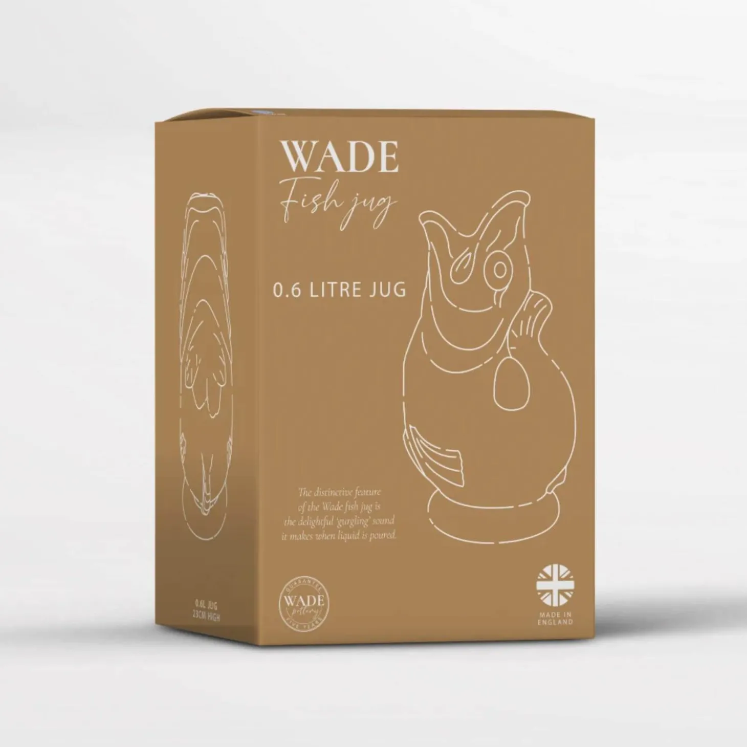 Wade Fish Earthenware 0.6 Litre Gluggle Jug - French Grey