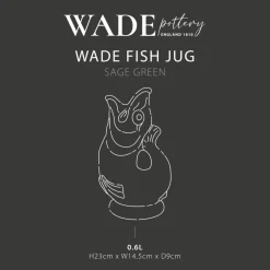 Wade Fish Earthenware 0.6 Litre Gluggle Jug - Sage