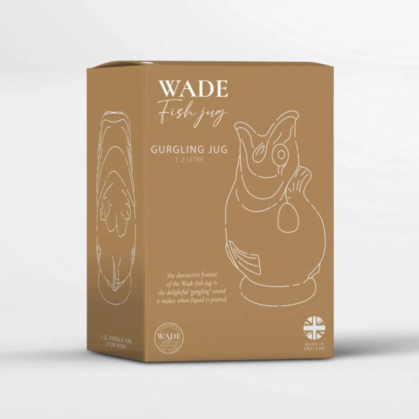 Wade Fish Earthenware 1.2 Litre Gluggle Jug - White